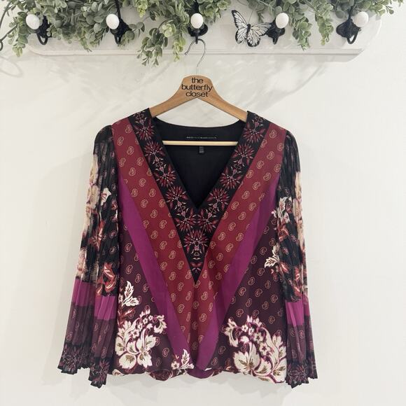 White House Black Market Tops - White House Black Market Paisley Printed Pleated Sleeve B Neck Blouse Colorful14